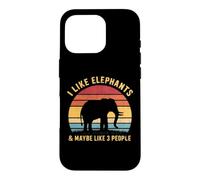 Custodia per iPhone 16 Pro Mi piacciono gli elefanti e forse come 3 Persone Elefante Retro