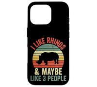 Custodia per iPhone 16 Pro Mi piacciono i rinoceronti e forse piace 3 Persone Vintage Rhino Retro