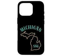 Custodia per iPhone 16 Pro Michigan 586 Codice Area Grafico Stato Profilo Regionale Design