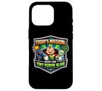 Custodia per iPhone 16 Pro Missione Keep Tiny Human Alive Divertente Nuovo Genitore Mamma Papà Bambino