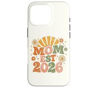Custodia per iPhone 16 Pro Mom Est 2026 Groovy Retro Daisy Flower New Mom Mother's Day