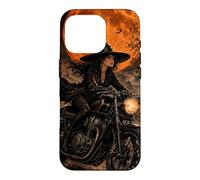 Custodia per iPhone 16 Pro Moon Café Harvest Racer Strega Vintage Halloween Moto