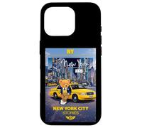Custodia per iPhone 16 Pro New York City Stories with Teddy Bear Behind a Yellow Taxi