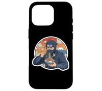 Custodia per iPhone 16 Pro Ninja Eating Ramen Noodles Lover Traditional Japanese Art