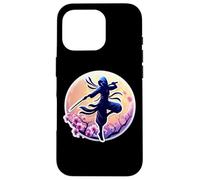 Custodia per iPhone 16 Pro Ninja Silhouette Moonlight Cherry Blossoms Giapponese Samurai
