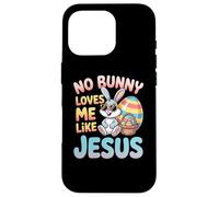 Custodia per iPhone 16 Pro No Bunny Loves Me Like Jesus Easter Christian Boys Kids Men