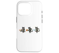 Custodia per iPhone 16 Pro No Kings, gatto che prende a calci la corona, arancione, carino gattino, protesta