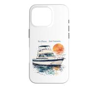 Custodia per iPhone 16 Pro No Plans Just Sunsets Acquerello Cabin Cruiser Barca Regalo