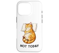 Custodia per iPhone 16 Pro Not Today Lazy Sleeping Orange Cat Meme Funny Morning Mood