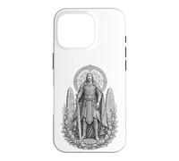 Custodia per iPhone 16 Pro Nuada, arte celtica in argento, linea Warrior King