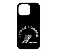 Custodia per iPhone 16 Pro odio persone amore treni nerd autista asperger