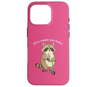 Custodia per iPhone 16 Pro Off to Commit Mom Foolery Funny Raccoon Frog, monopattino da caffè