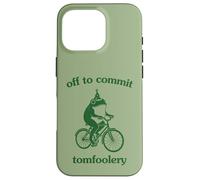 Custodia per iPhone 16 Pro Off to Commit Tomfoolery Funny Frog Bicycle Graphic