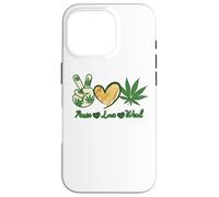 Custodia per iPhone 16 Pro Pace Amore Erba Marijuana Cannabis Retro Vintage