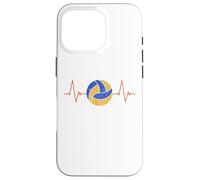 Custodia per iPhone 16 Pro Pallavolo Battito cardiaco - Palla ECG Pulse Distressed Design