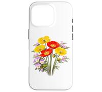 Custodia per iPhone 16 Pro Papaveri rossi e gialli e viole del pensiero Full Bloom Shapes Mania
