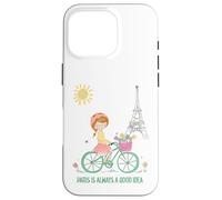 Custodia per iPhone 16 Pro Parigi è sempre una buona idea Ragazza carina in bicicletta