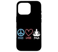 Custodia per iPhone 16 Pro Peace Love Yoga Meditazione Zen Retro Lotus