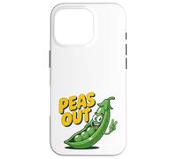 Custodia per iPhone 16 Pro Peas Out - Divertente gioco di parole a forma di pisello con scritta «Peas Out Giving Peace»
