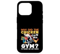 Custodia per iPhone 16 Pro Perché il pollo è andato in palestra Pecks divertente gioco di parole di allenamento