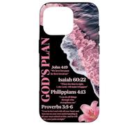 Custodia per iPhone 16 Pro Piano di Dio Bibbia Versetto Christian Ocean Beach Waves Estate