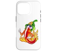 Custodia per iPhone 16 Pro Piccante vigile del fuoco peperoncino fumetto divertente fuoco eroe disegno