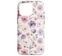 Custodia per iPhone 16 Pro Pink Purple Flower Watercolour Floral Wildflower Cute