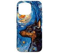 Custodia per iPhone 16 Pro Pinscher miniatura Starry Night Dog Min Pin Art by Aja