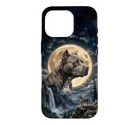 Custodia per iPhone 16 Pro Pitbull con Luna - cani