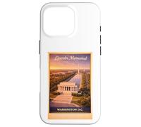 Custodia per iPhone 16 Pro Poster aereo vintage Washington D.C. Lincoln USA arte di viaggio