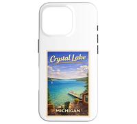 Custodia per iPhone 16 Pro Poster vintage Michigan Crystal Lake Up North MI Travel Art