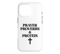 Custodia per iPhone 16 Pro Prayer Warrior Proverbs & Protein Shakes Jesus Weights Faith