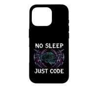 Custodia per iPhone 16 Pro Programmer Hacker No Sleep Just Code Cyberpunk Brain