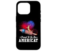 Custodia per iPhone 16 Pro Proud To Be An Americat Cat 4th of July Firework Patriotic