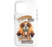 Custodia per iPhone 16 Pro Pumping Iron and Petting Puppies Body Building