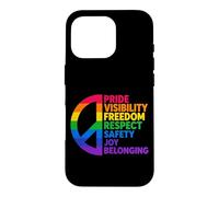 Custodia per iPhone 16 Pro Rainbow Peace Pride Visibilità Libertà Rispetto