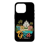 Custodia per iPhone 16 Pro Regalo di punto di riferimento del souvenir di viaggio di Goa India disegnato a mano
