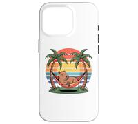 Custodia per iPhone 16 Pro Relaxing capybara, Sunset, Palm tree, Summer capy vacation