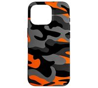 Custodia per iPhone 16 Pro Retro Hunter Safety Orange Camo Vintage Nero Camouflage
