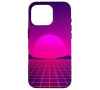 Custodia per iPhone 16 Pro Retro Sunset Horizon Minimal Synthwave Paesaggio