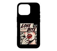 Custodia per iPhone 16 Pro Retro Vampire Halloween Love at First Bite Kiss or Treat