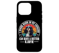 Custodia per iPhone 16 Pro Retro Work Hard Better Life Tri Color Cavalier Dog Mom
