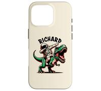 Custodia per iPhone 16 Pro Richard Dabbing Astronauta su un cartone animato dinosauro