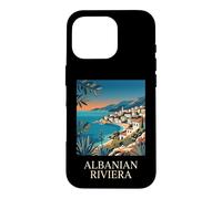 Custodia per iPhone 16 Pro Riviera Albanese Villaggio costiero Retro Travel Design