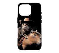 Custodia per iPhone 16 Pro Rodeo Kitten Wrangler Bizzarro Capibara Mount Western Cat