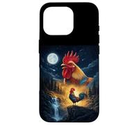 Custodia per iPhone 16 Pro Rooster Howling to The Moon Vintage Funny Rooster