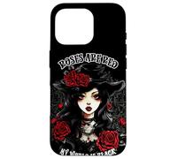 Custodia per iPhone 16 Pro Rose Are Red My World is Black Gothic Roses Gothic Woman