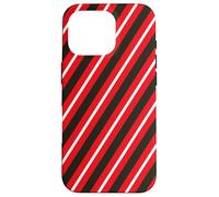 Custodia per iPhone 16 Pro Rosso Nero Bianco Linee Diagonali Strisce Geometriche
