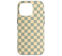Custodia per iPhone 16 Pro Sage Green Yellow Checkered Checker Checkerboard Aesthetic