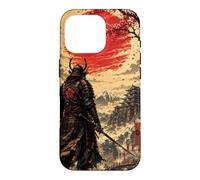 Custodia per iPhone 16 Pro Samurai all'alba sotto il sole cremisi